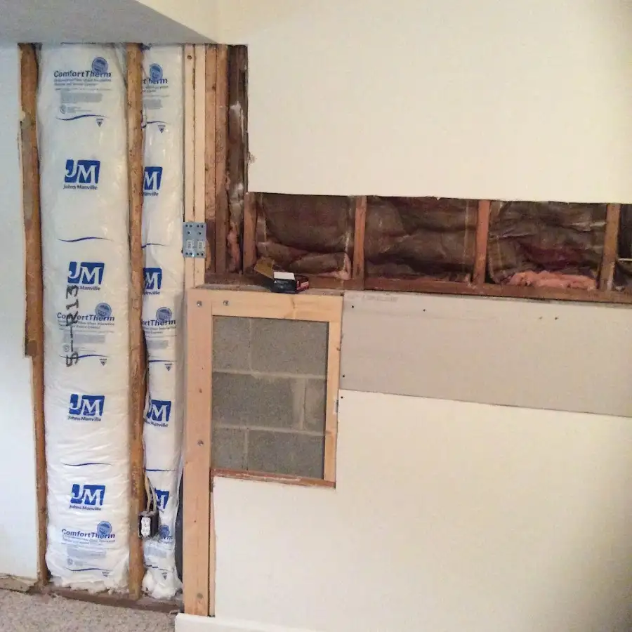 Wall insulation replacement during Basement Flood Cleanup in Chester